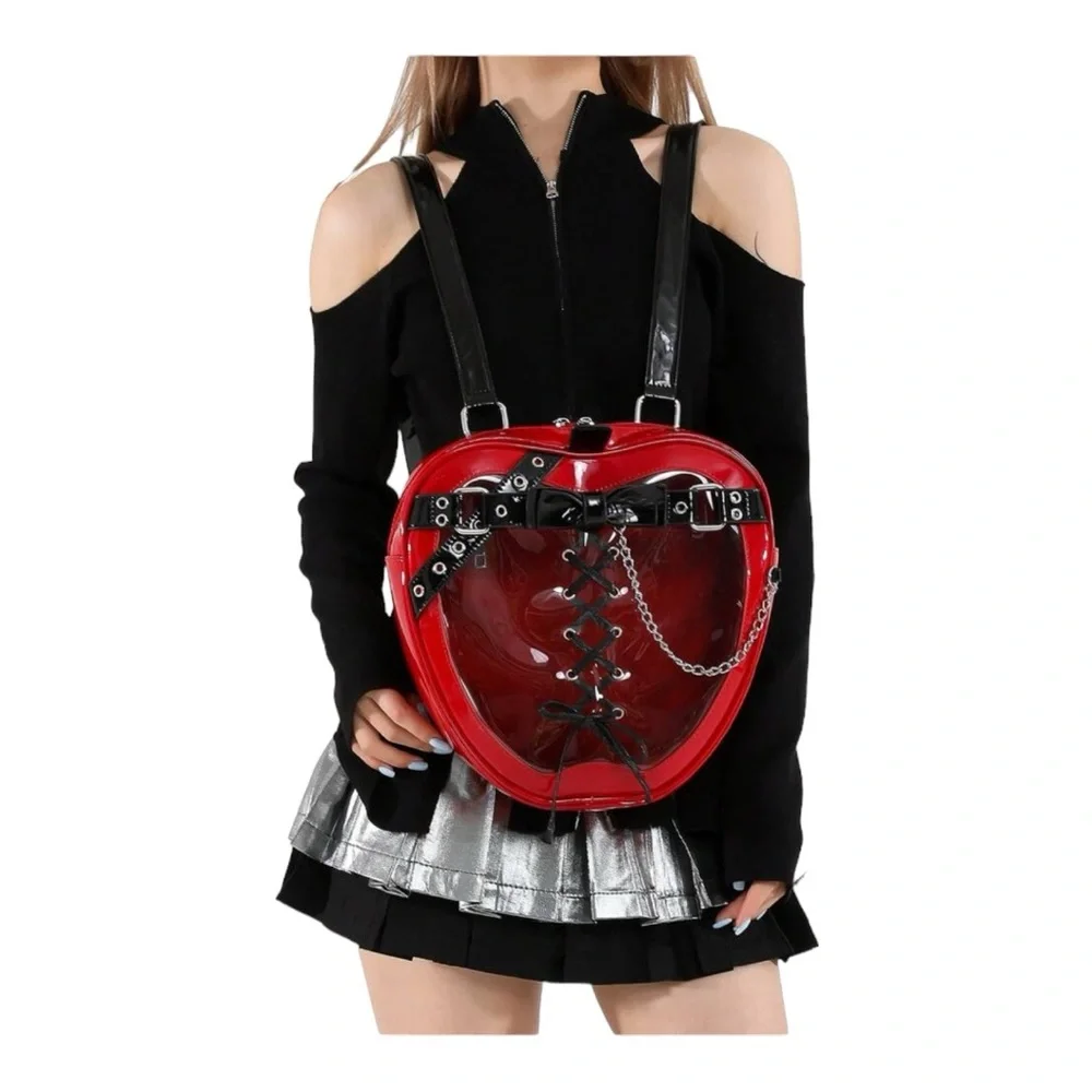 🆕  Gothic - Punk Heart Large Capacity Multi Functional Clear Pattern Backpack ❤️